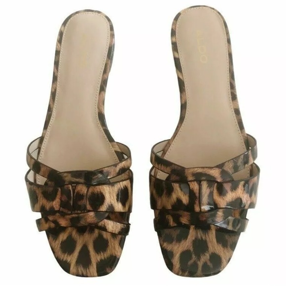 ALDO Astirassa Sandals Slides Patent Animal Print - Picture 1 of 11